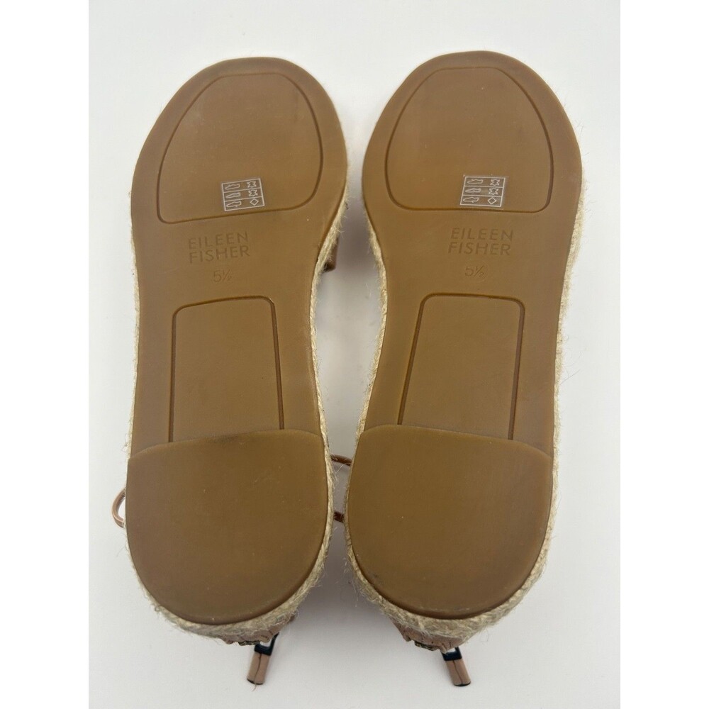 Eileen Fisher Lee Espadrille Flat Women's Sandals Leather Ecru Size 5.5 Strappy - Picture 6 of 6